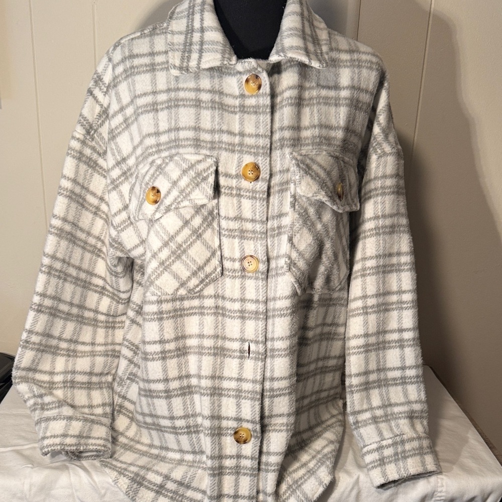 Timing Gray Plaid Utility Jacket